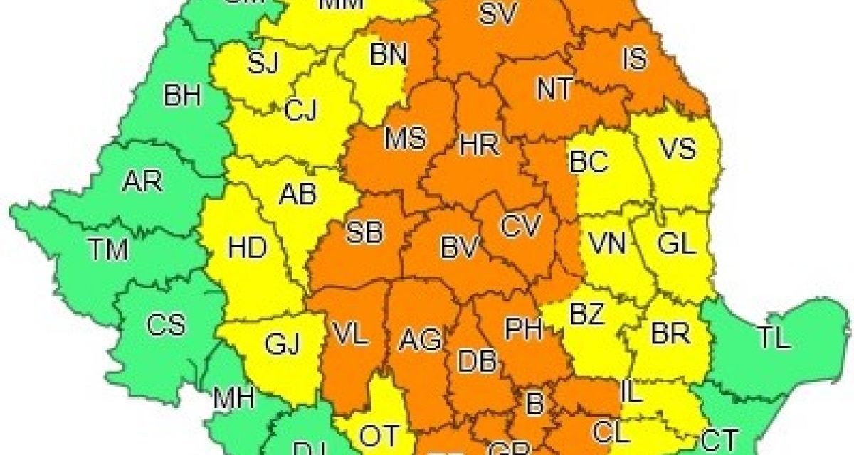 Atenție! Cod Portocaliu! Meteorologii anunță la Botoșani, ploi torențiale, vijelii și grindină