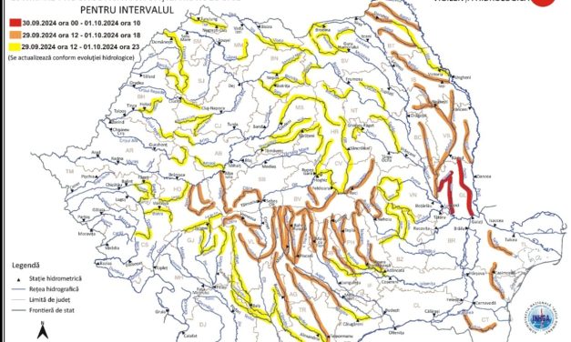 Trei zile sub cod portocaliu de inundații pe râurile Jijia, Prut și afluenții acestora