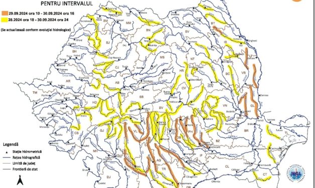Cod galben de inundații pe Jijia și afluenții acestuia, duminică și luni